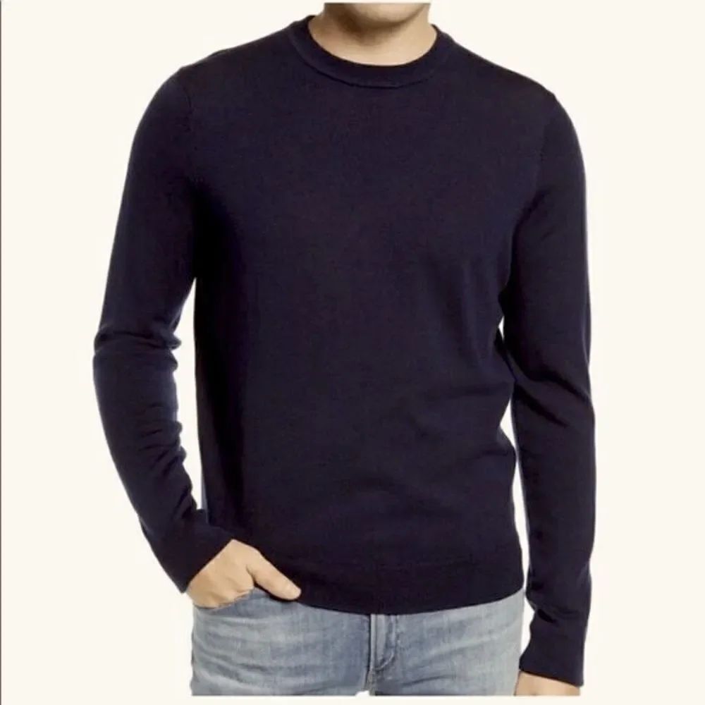 Gap vintage Y2K Men’s black crew neck knit cotton sweater elbow patch -M
